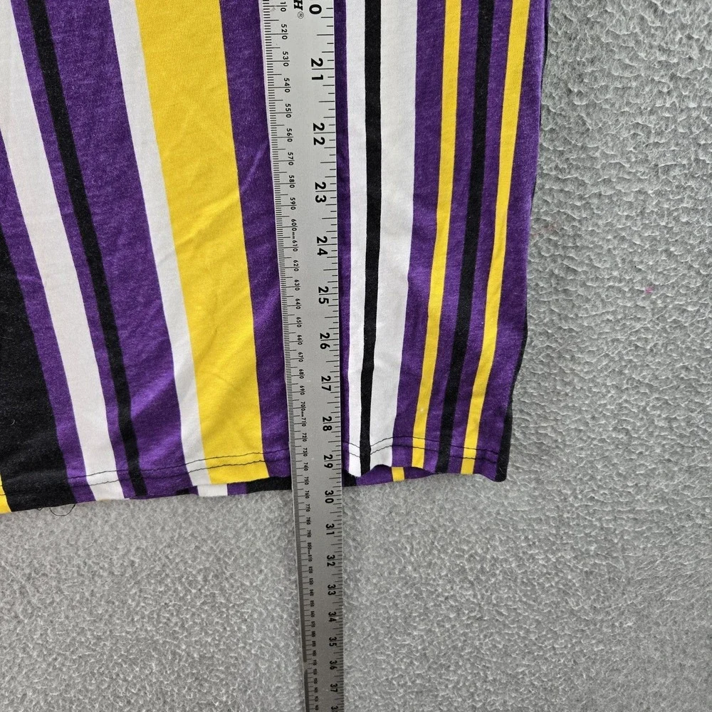 Los Angeles Lakers Men Shirt XL Purple Striped‎ Ringer LeBron James 23 Logo